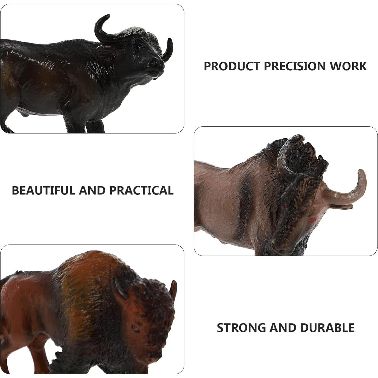 Juego de 4 Figuras de Ganado Miniatura - Vaca y Toro