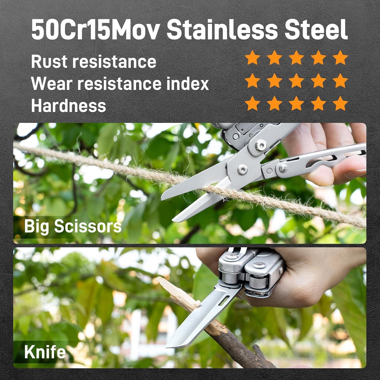 Multiherramienta 18-en-1 Teslong con Pinzas y Tijeras, Acero Inoxidable