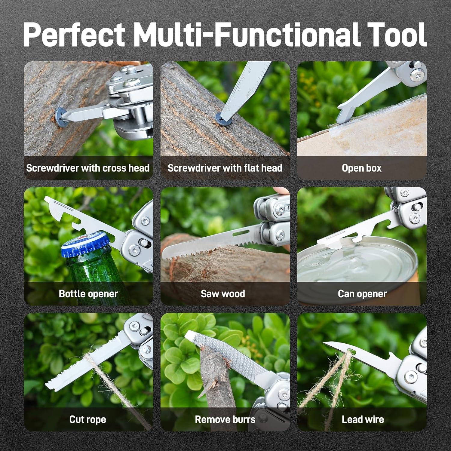 Multiherramienta 18-en-1 Teslong con Pinzas y Tijeras, Acero Inoxidable