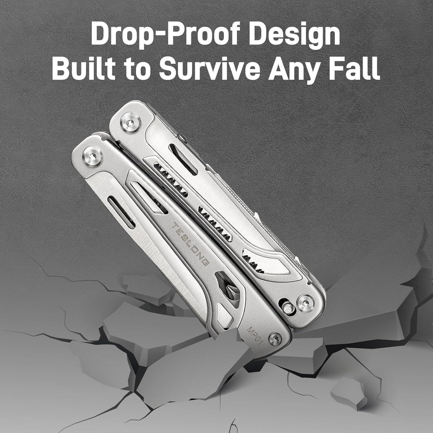 Multiherramienta 18-en-1 Teslong con Pinzas y Tijeras, Acero Inoxidable