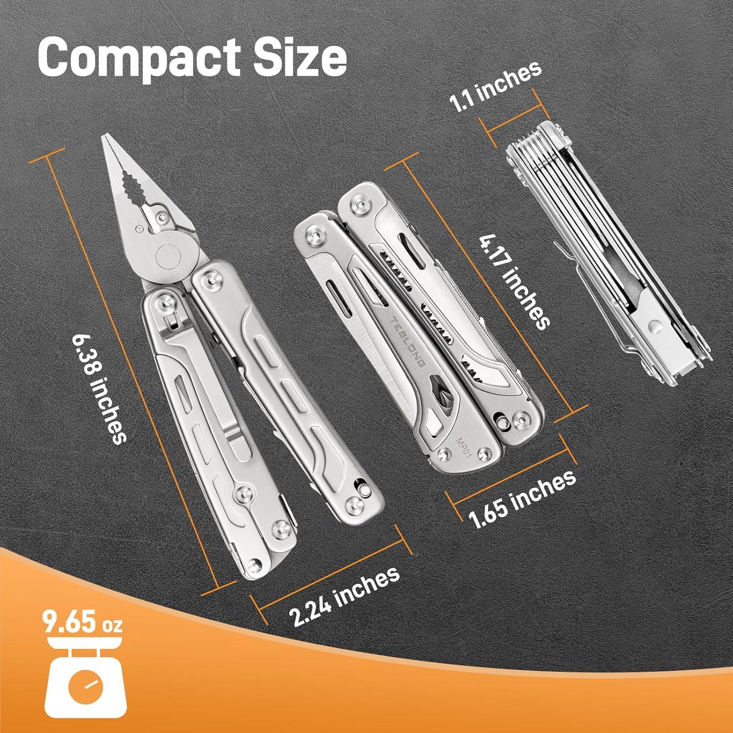 Multiherramienta 18-en-1 Teslong con Pinzas y Tijeras, Acero Inoxidable