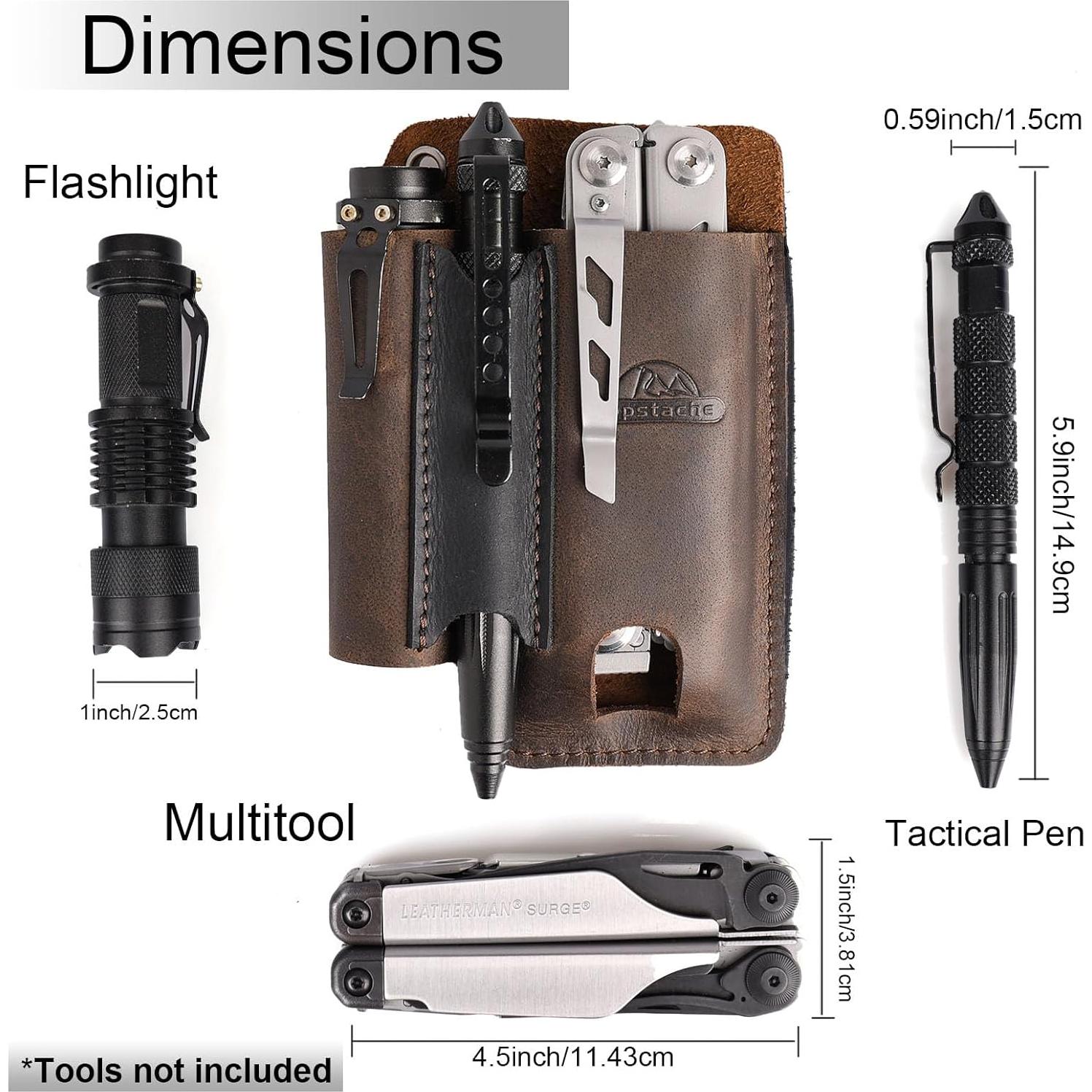 Funda de Multiherramienta de Cuero Topstache Marrón Oscuro EDC