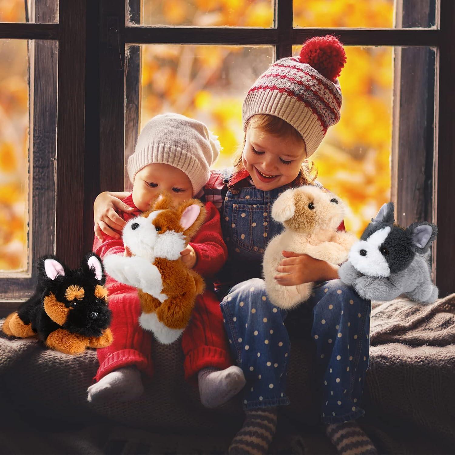 Paquete de 4 almohadas de peluche Suilung perros clásicos