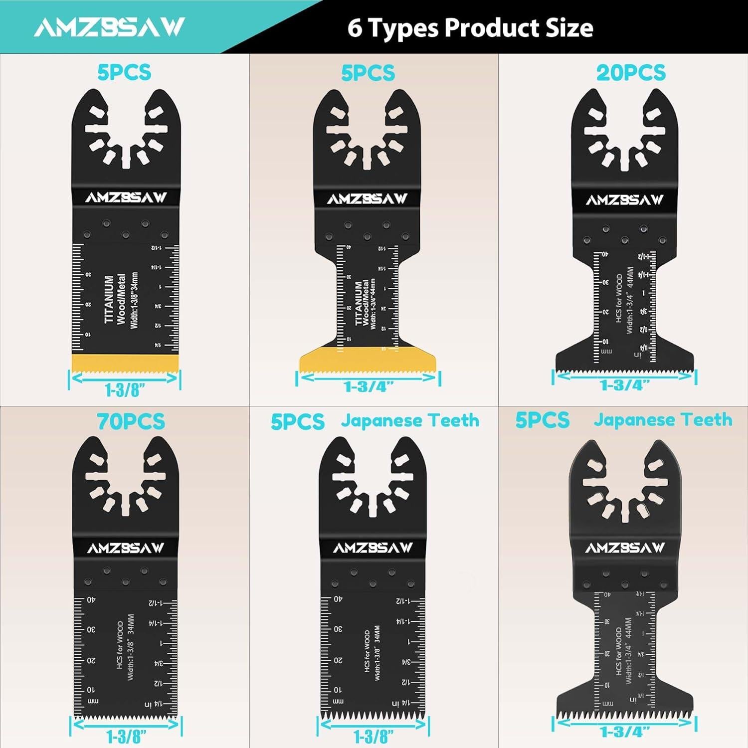 Kit de 110 Piezas de Hojas de Sierra Oscilante AMZBSAW