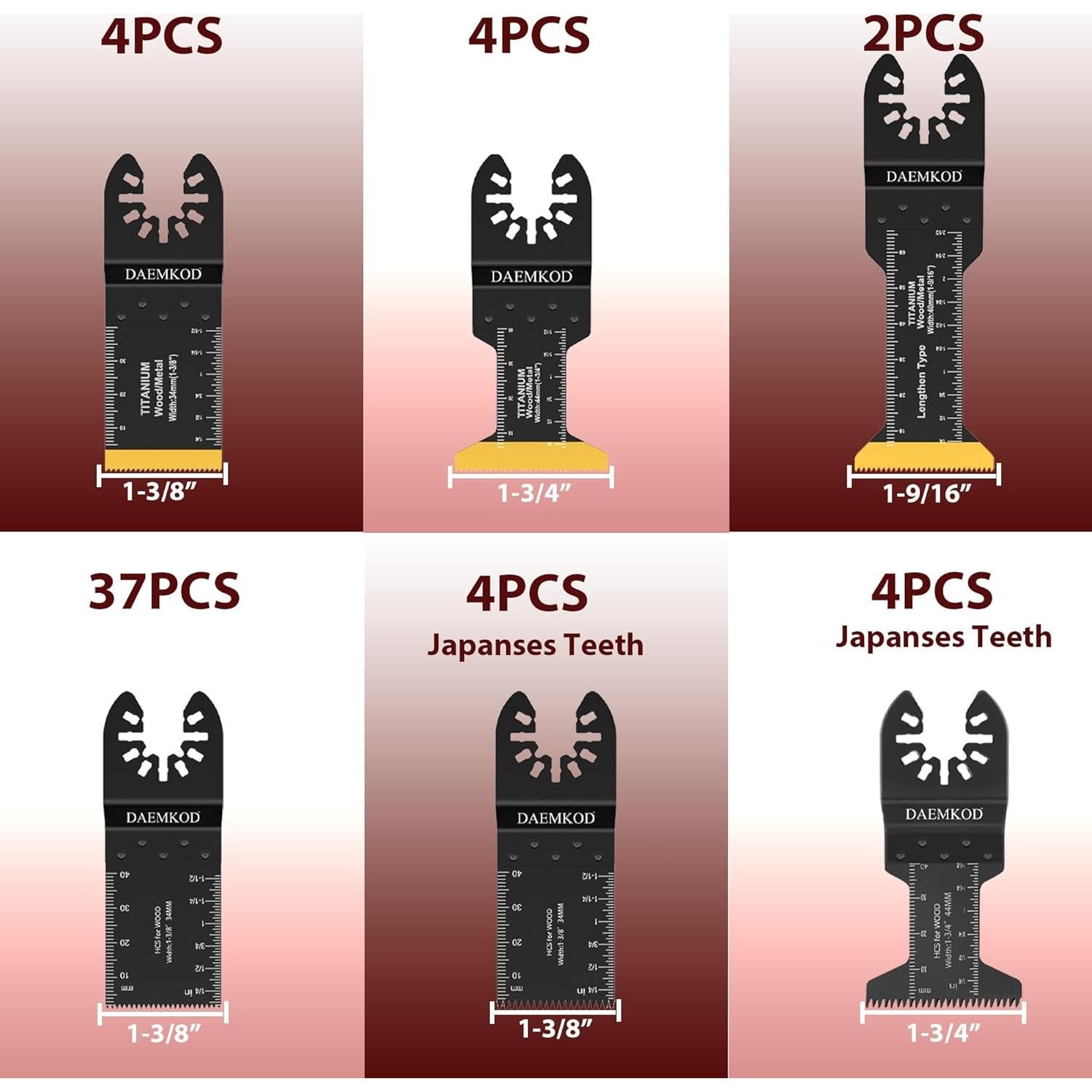 Kit de 55 Hojas de Sierra Oscilante DAEMKOD para Madera y Metal