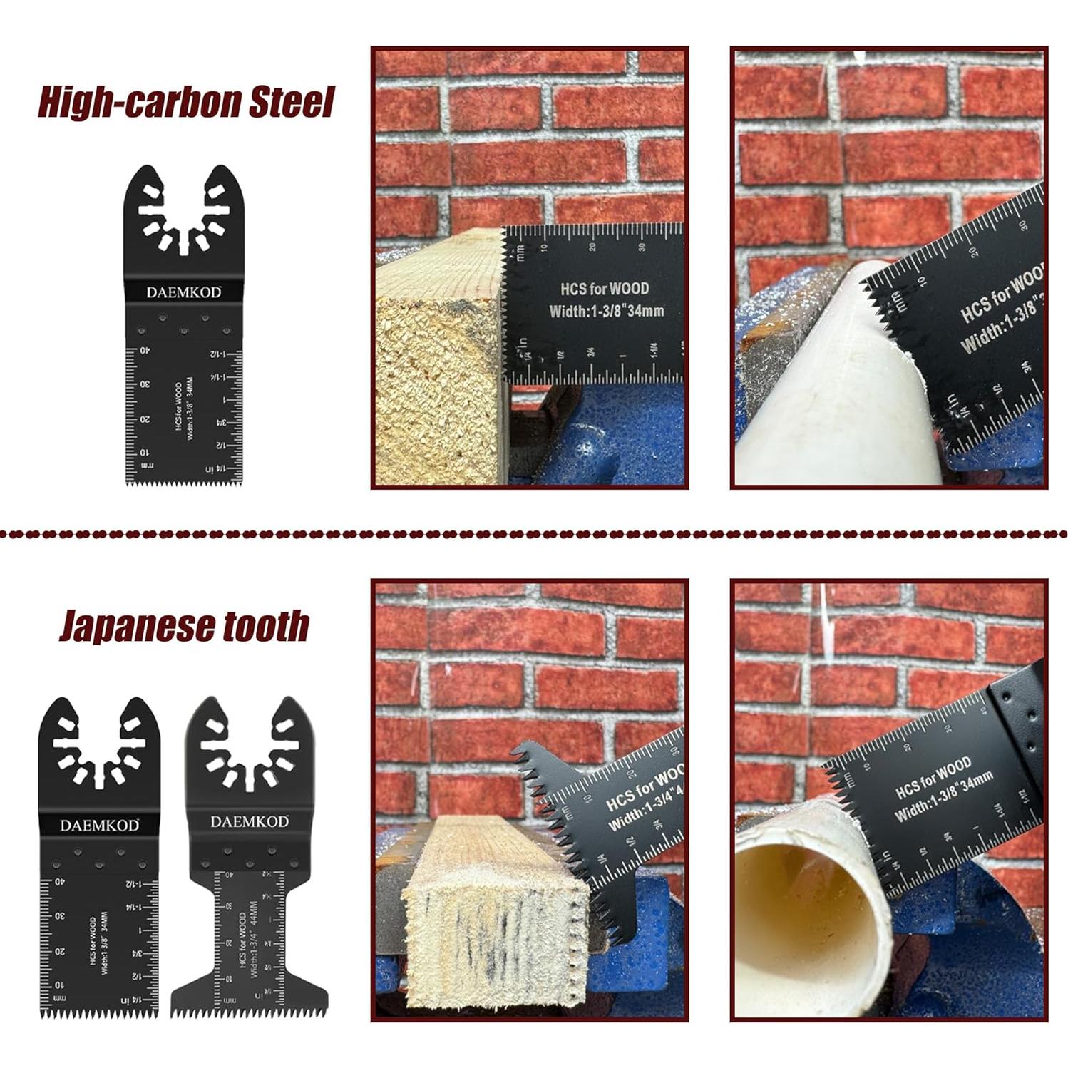 Kit de 55 Hojas de Sierra Oscilante DAEMKOD para Madera y Metal