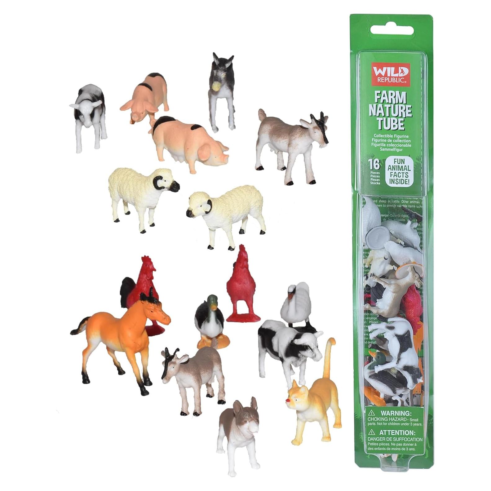 Tubo de Animales de Granja Wild Republic - 16 Piezas 3.3 a 7.6 cm