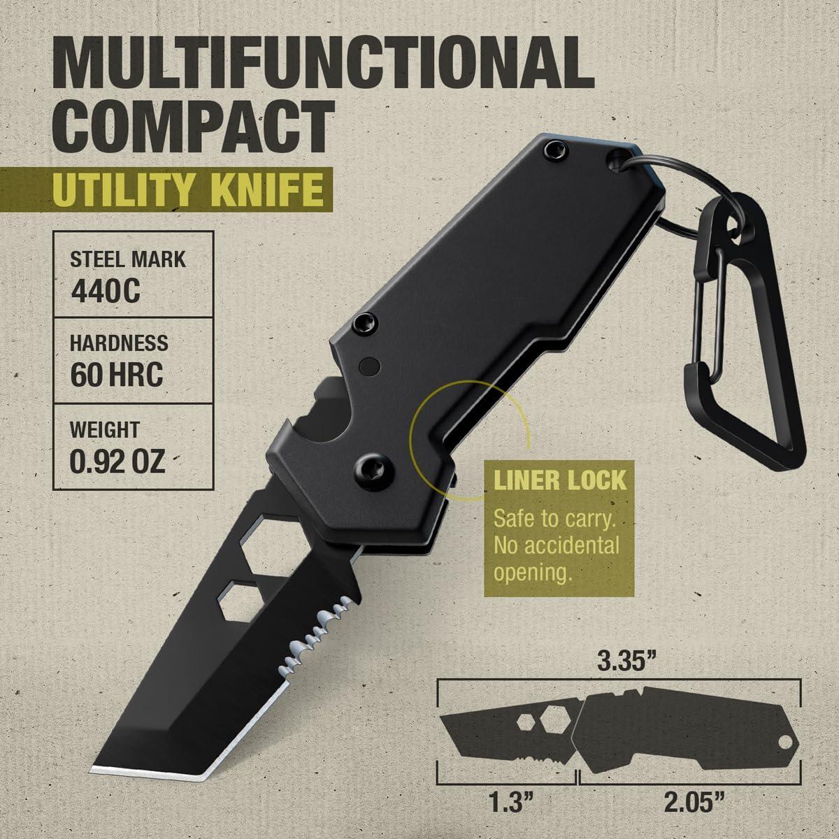Mini Cuchillo de Llavero Grand Way - 3.35" 6 en 1 Multiherramienta