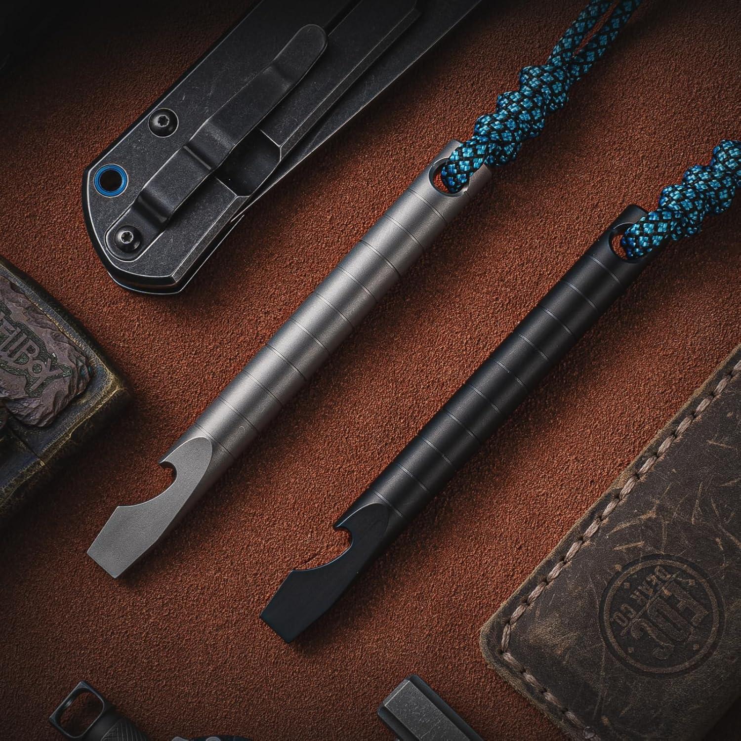 TISUR Multiherramienta de Llavero EDC de Titanio 6 en 1 Gris