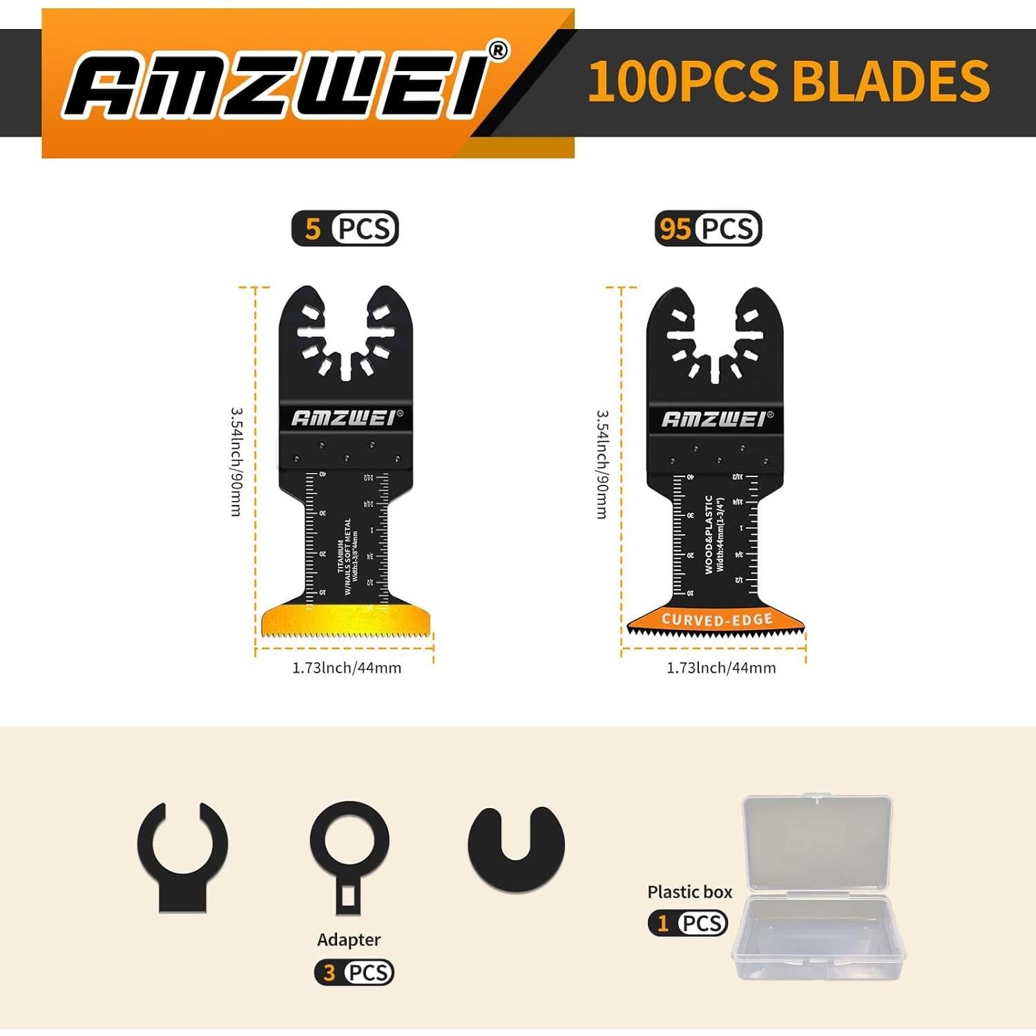 100 Hojas de Herramienta Oscilante AMZWEI para Metal y Madera