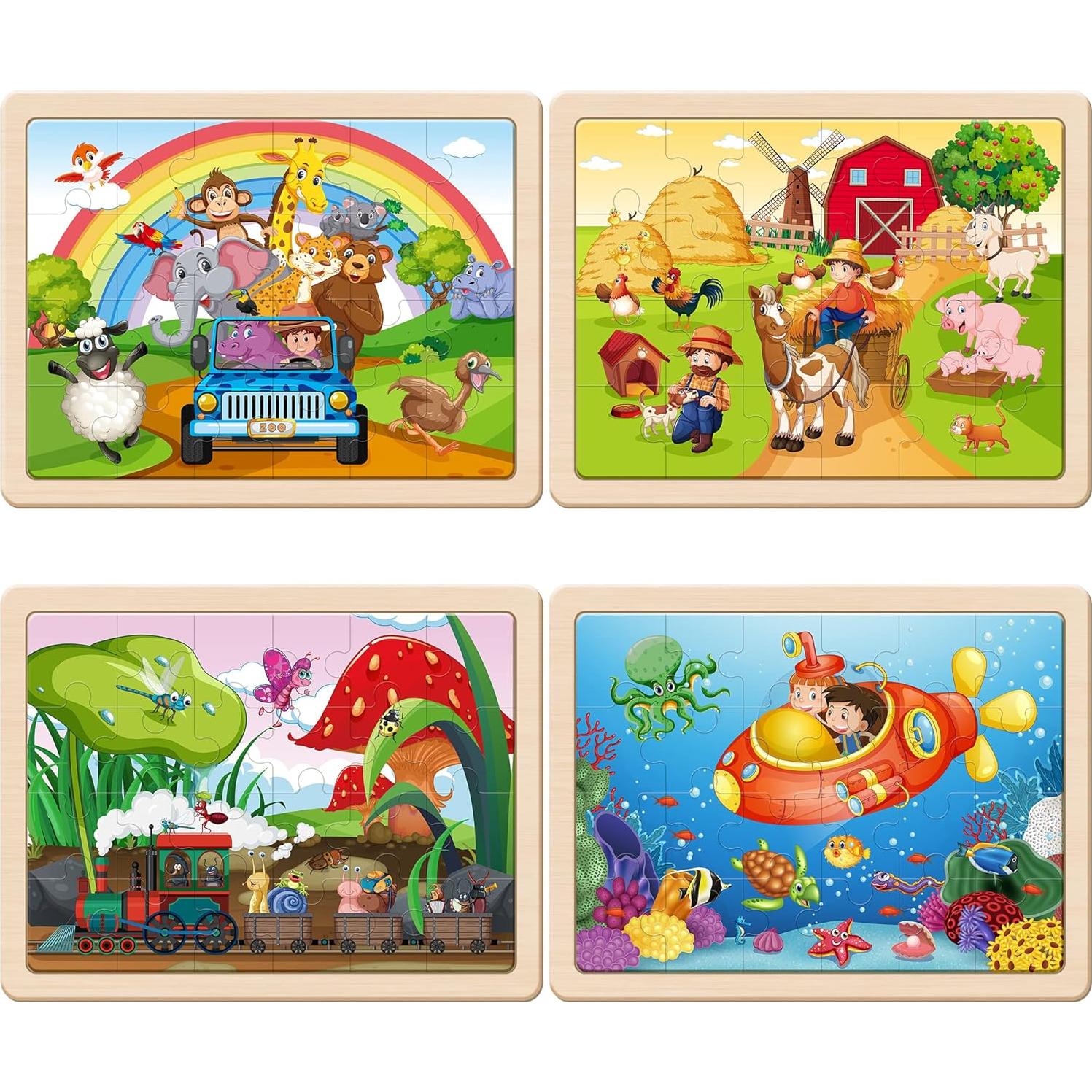 Rompecabezas de Madera SYNARRY 4 en 1 para Niños 3-5 Años