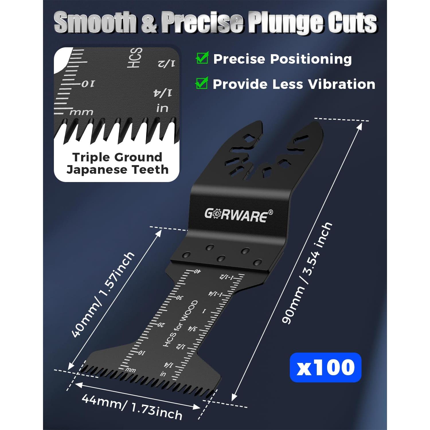 Hojas de Herramientas Oscilantes GORWARE 100PCS Diente Japonés
