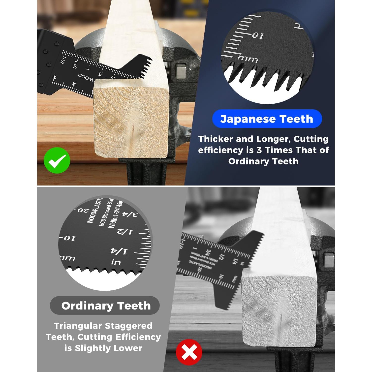 Hojas de Herramientas Oscilantes GORWARE 100PCS Diente Japonés