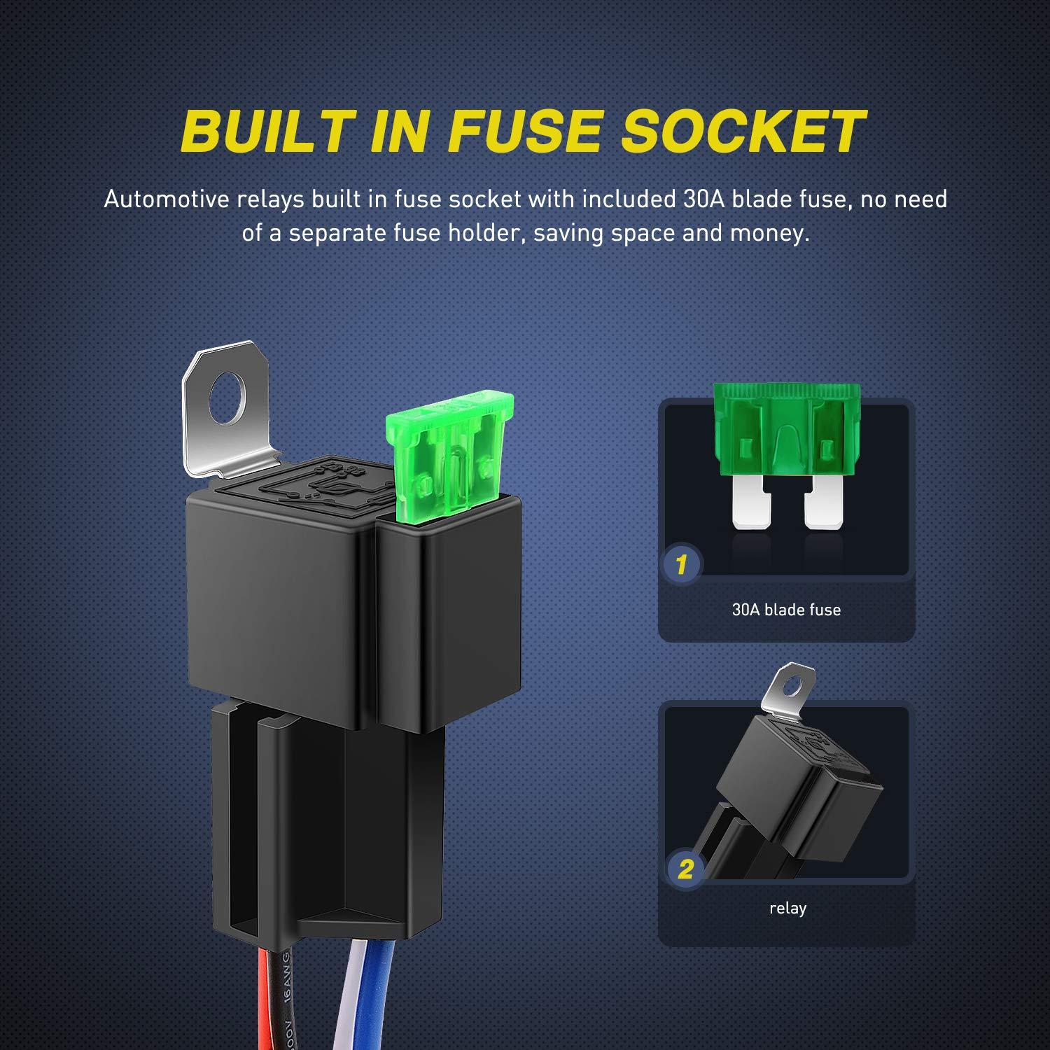 Kit de 5 Relés Automotrices Nilight 50023R 30A 12V con Fusible