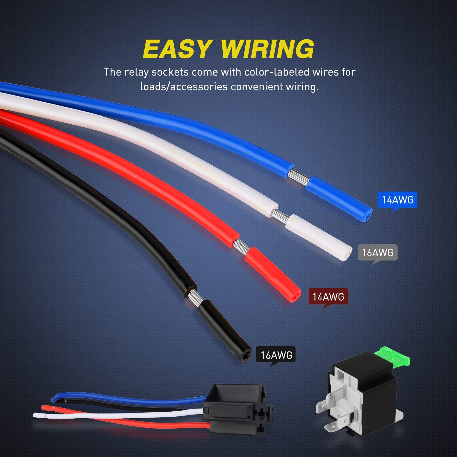 Kit de 5 Relés Automotrices Nilight 50023R 30A 12V con Fusible