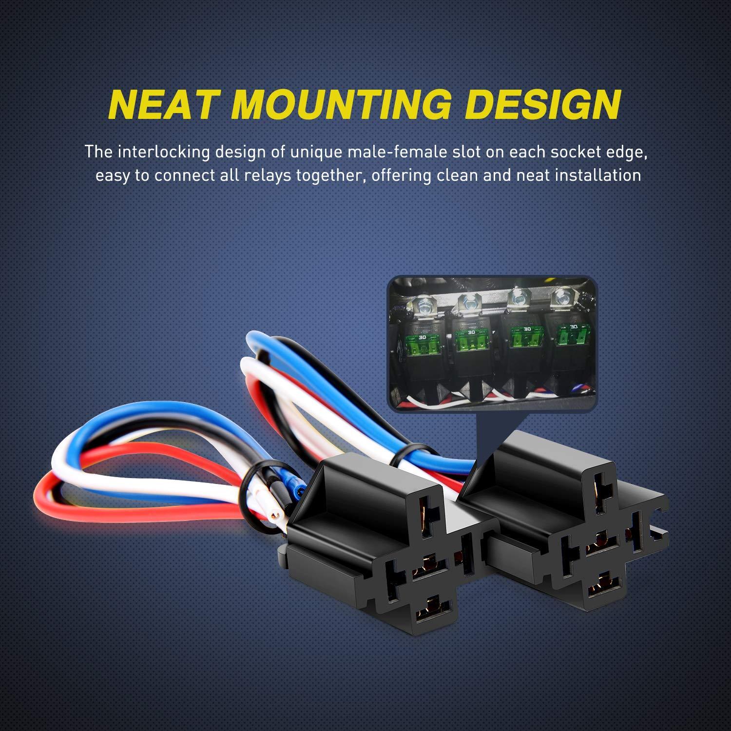 Kit de 5 Relés Automotrices Nilight 50023R 30A 12V con Fusible