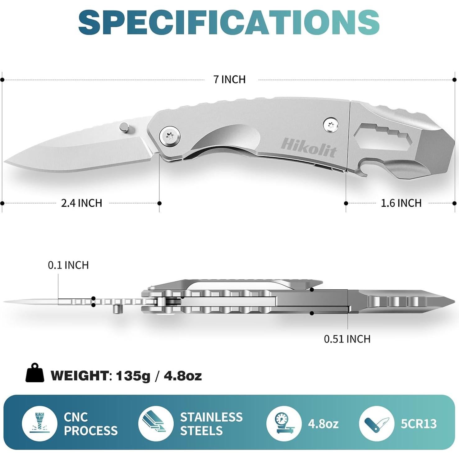 Barra de Palanca EDC 4 en 1 Hikolit - Cuchillo, Abridor, Llave