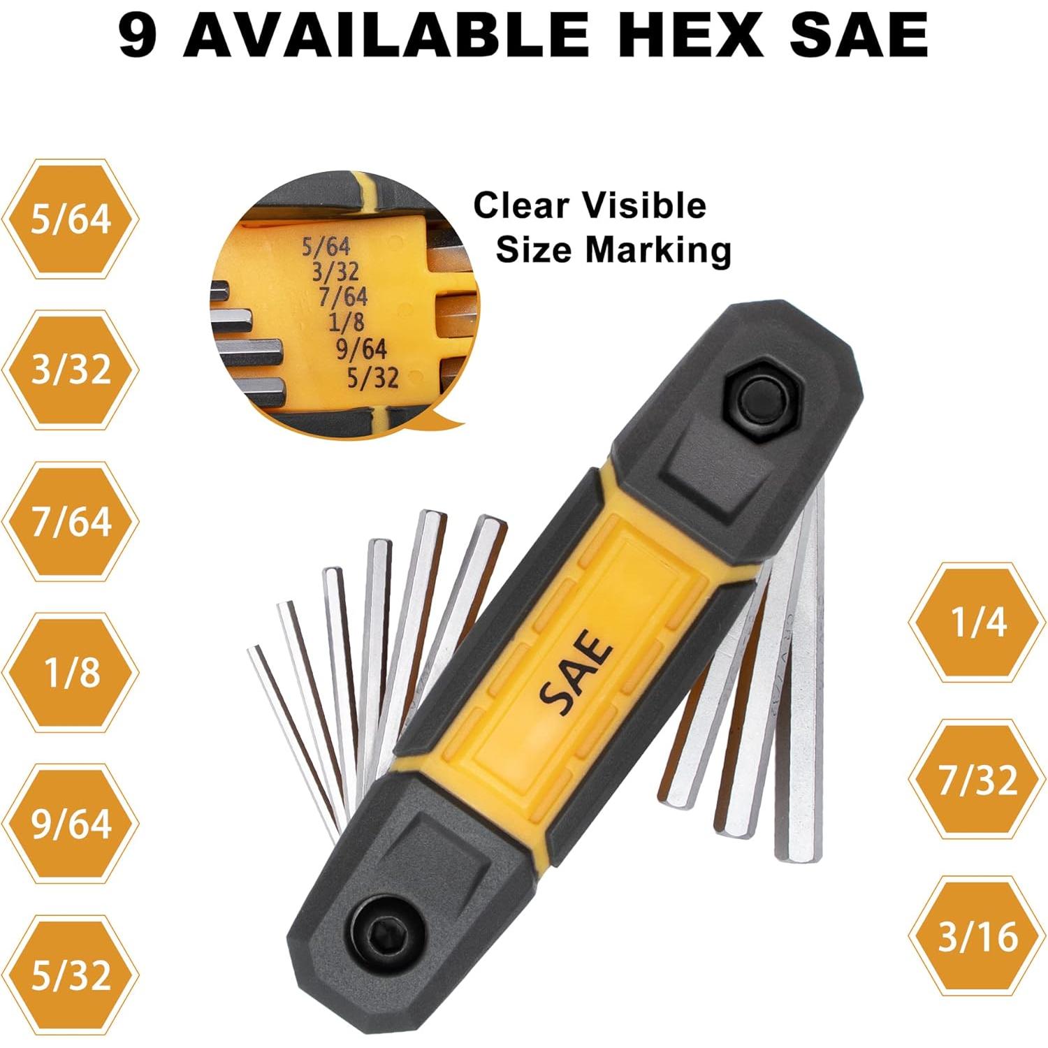 Juego de Llaves Allen Plegables MULWARK 17 Piezas Métrico y SAE