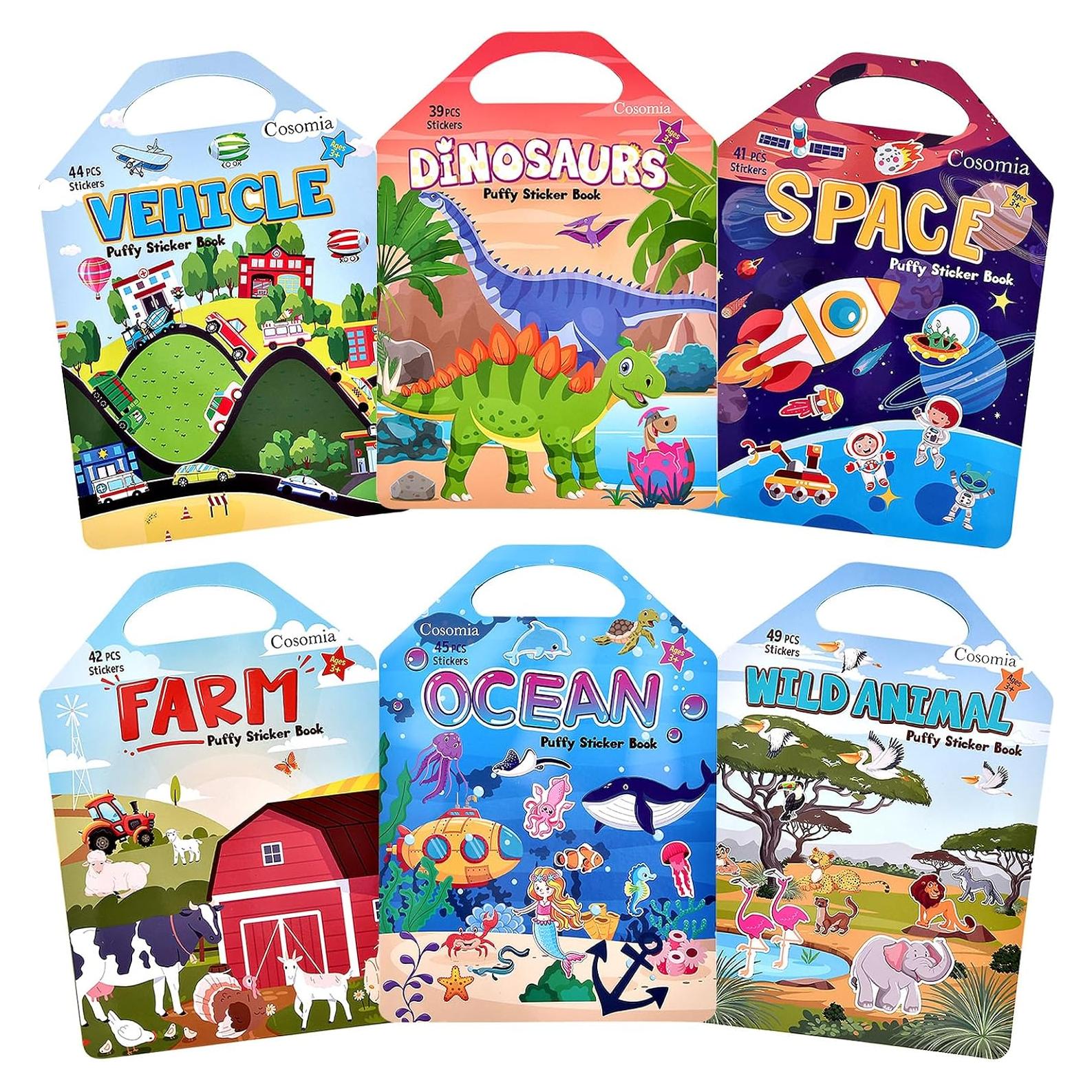 Set de 6 Libros de Stickers Puffy Cosomia 3D Reutilizables