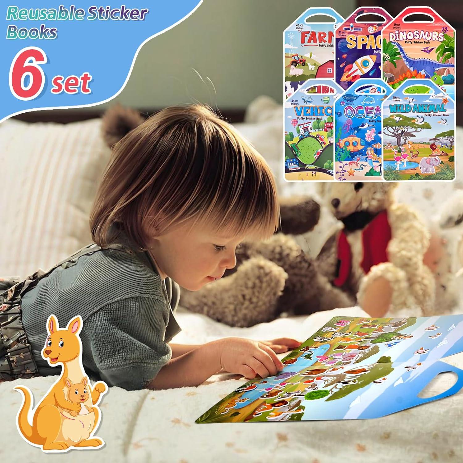 Set de 6 Libros de Stickers Puffy Cosomia 3D Reutilizables