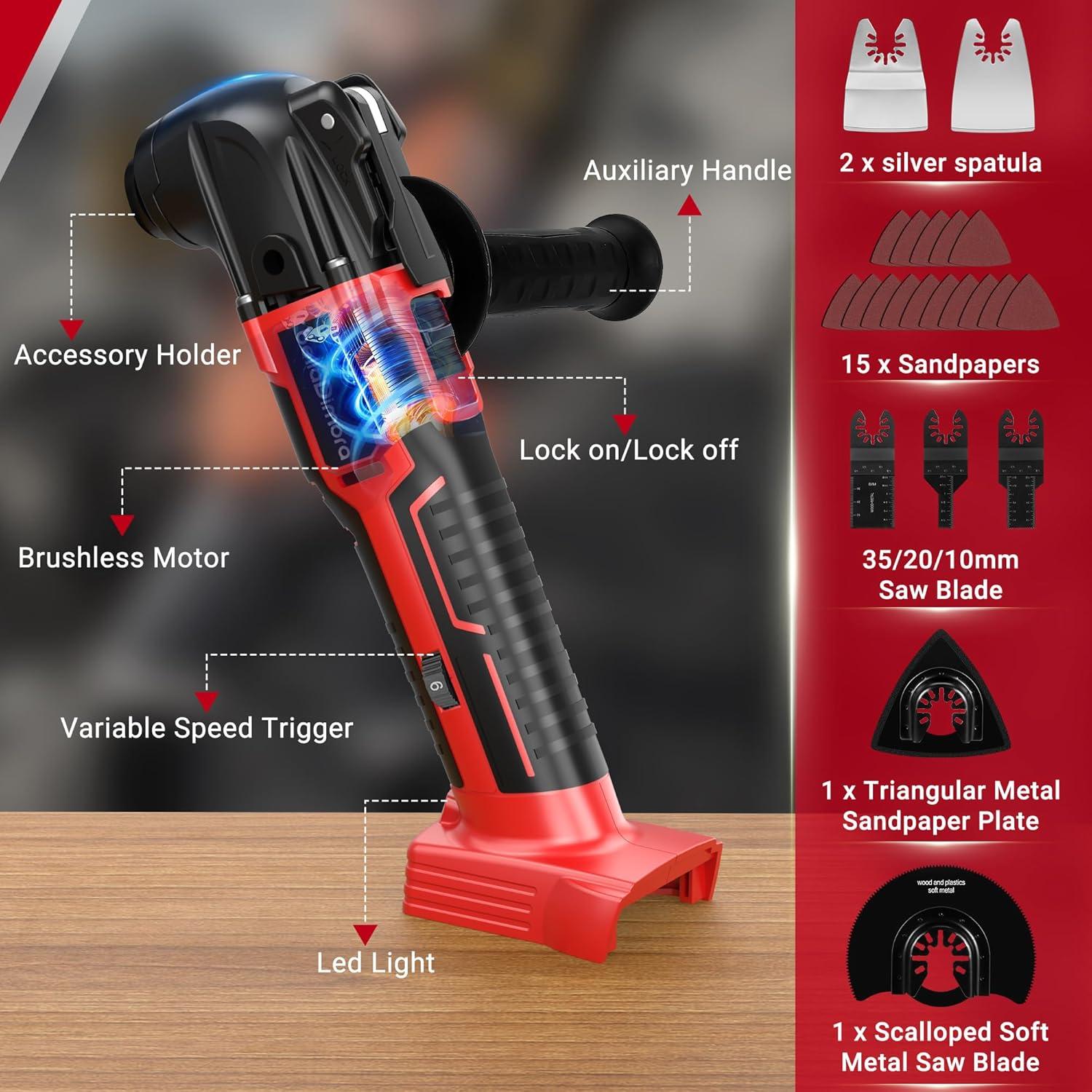 Herramienta Oscilante Inalámbrica BellaDimora 18V 6 Velocidades