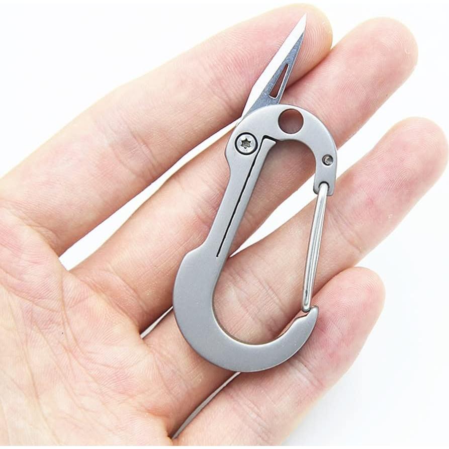 Mosquetón de Titanio con Cuchillo Plegable SZHOWORLD EDC