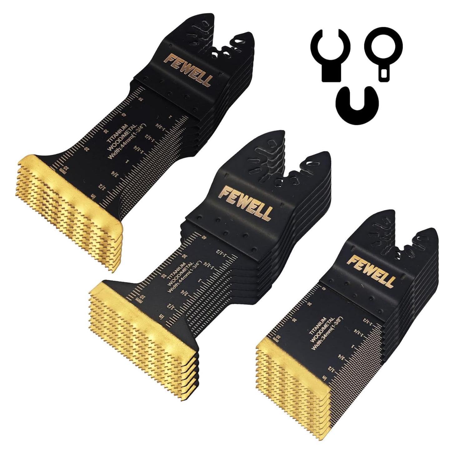 Cuchillas de Sierra Oscilante FEWELL 20 Piezas Titanio 3 Tipos