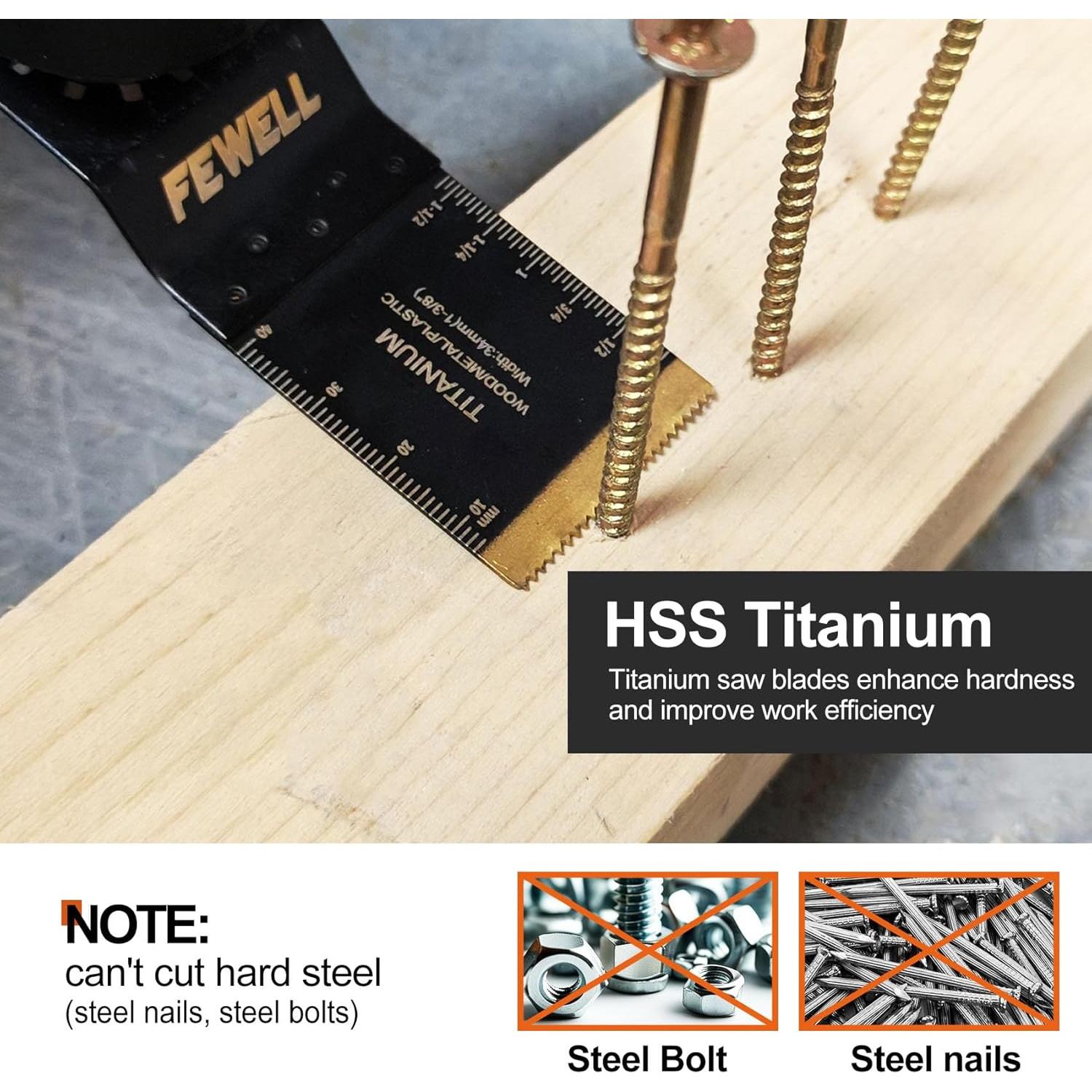 Cuchillas de Sierra Oscilante FEWELL 20 Piezas Titanio 3 Tipos