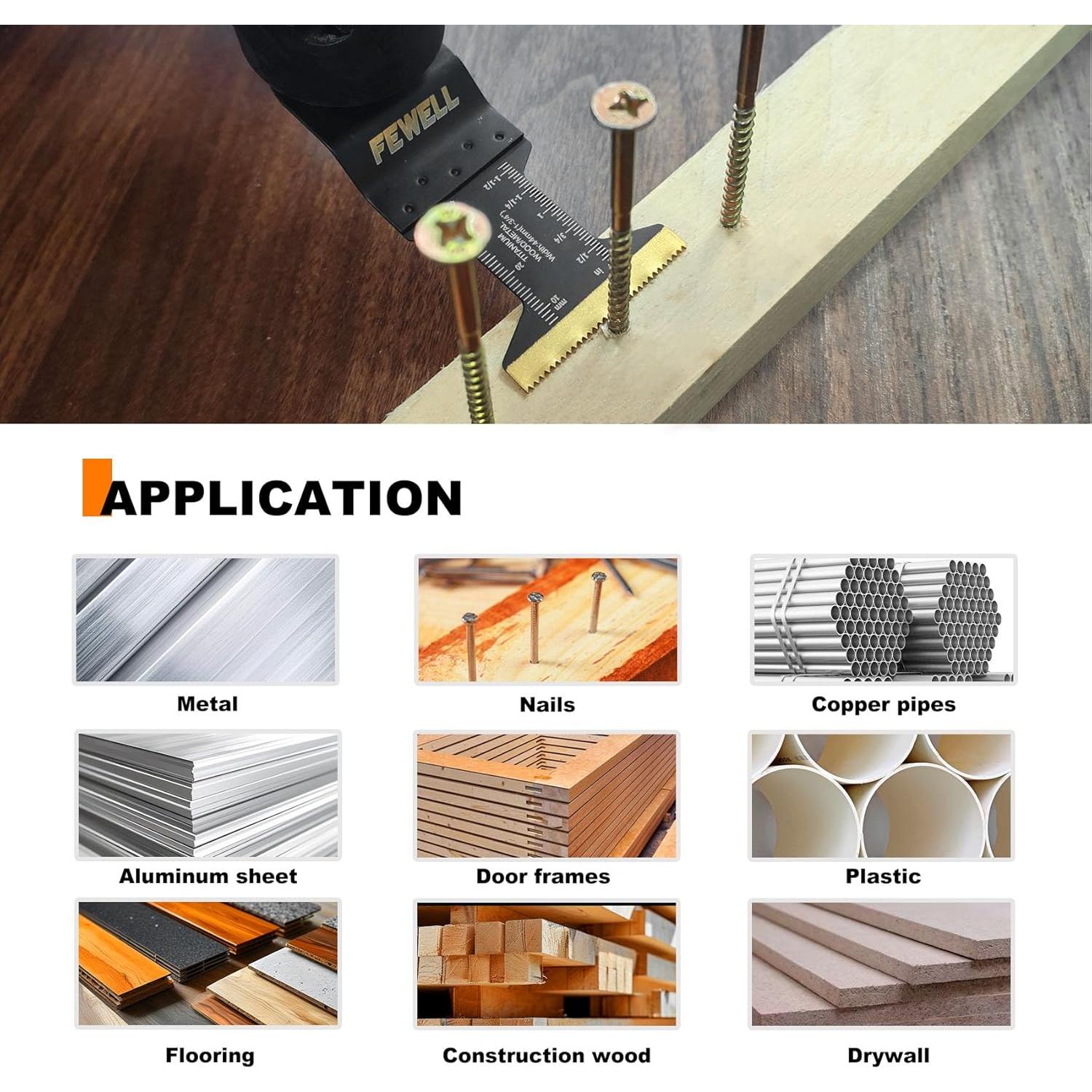 Cuchillas de Sierra Oscilante FEWELL 20 Piezas Titanio 3 Tipos