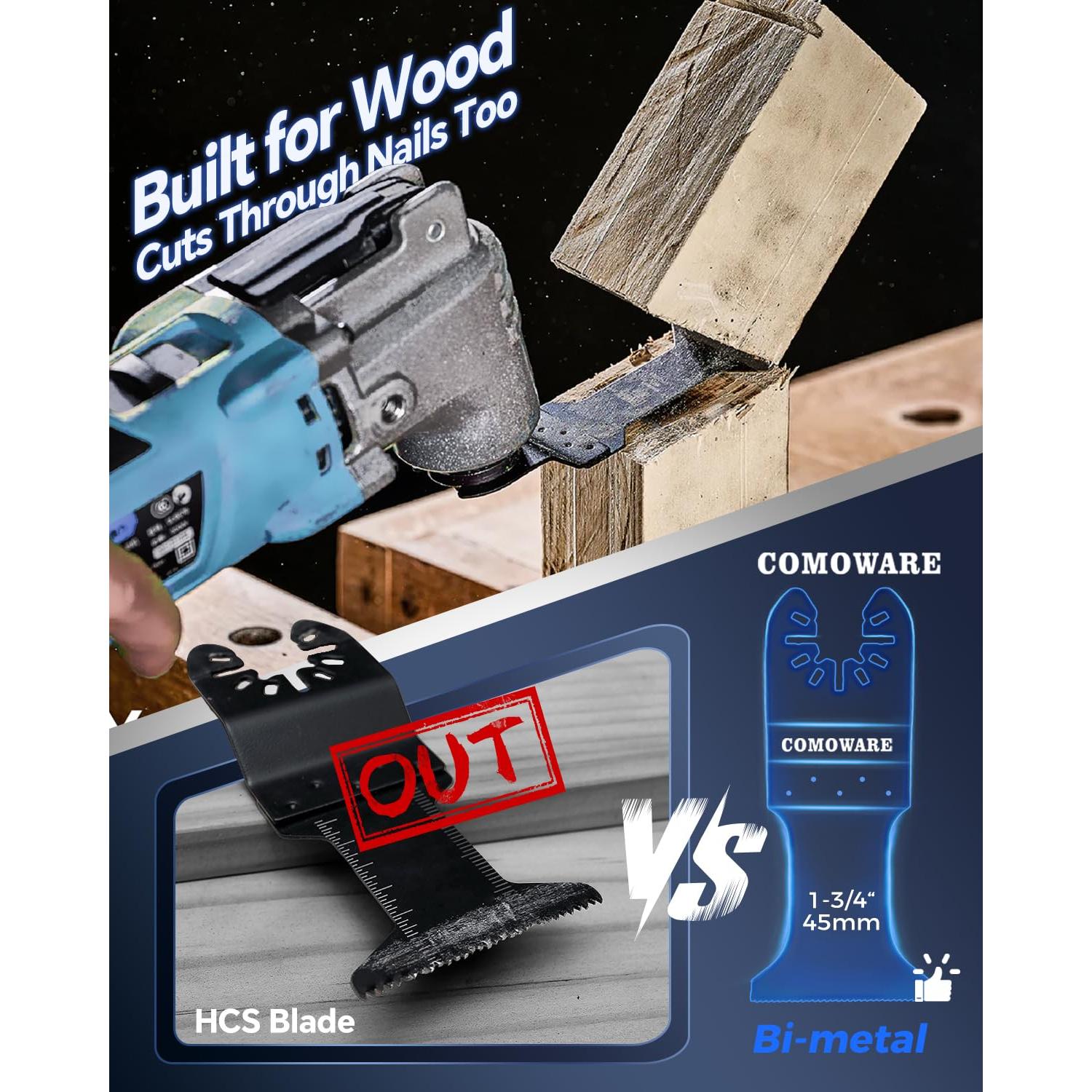 Cuchillas de Sierra Oscilante COMOWARE 55 Pcs 4.4 cm