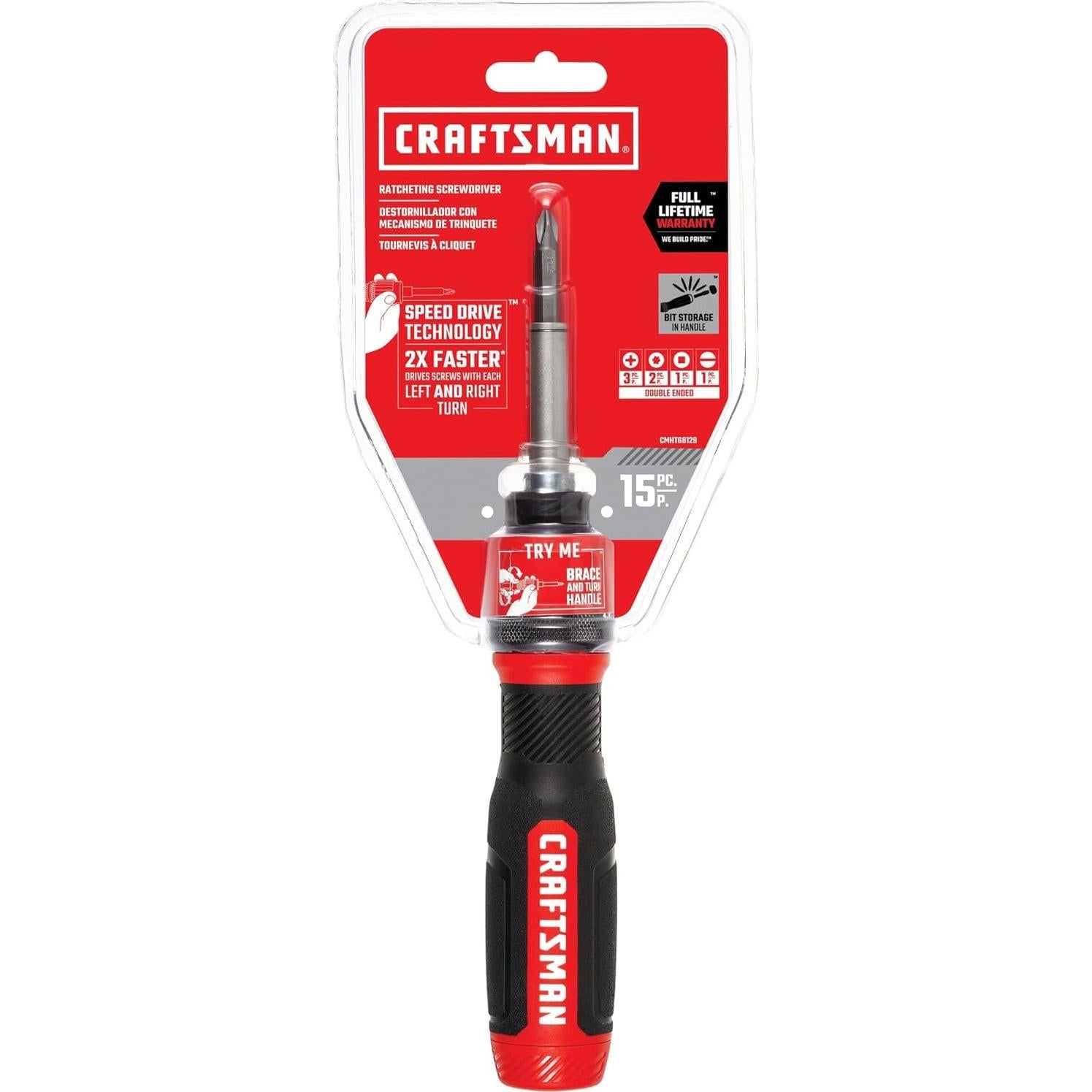 Destornillador de Trinquete Craftsman SpeedDrive 2" con 7 Bits