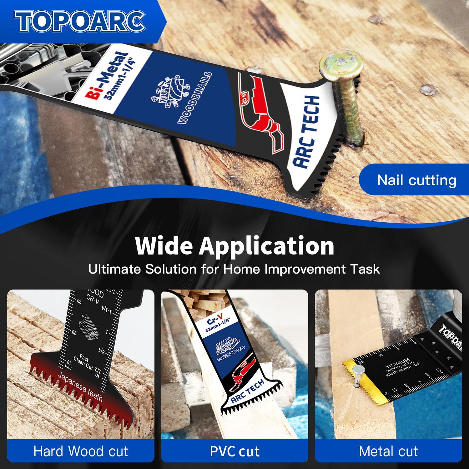 Kit 28 Hojas de Sierra Oscilante TOPOARC para Madera y Metal