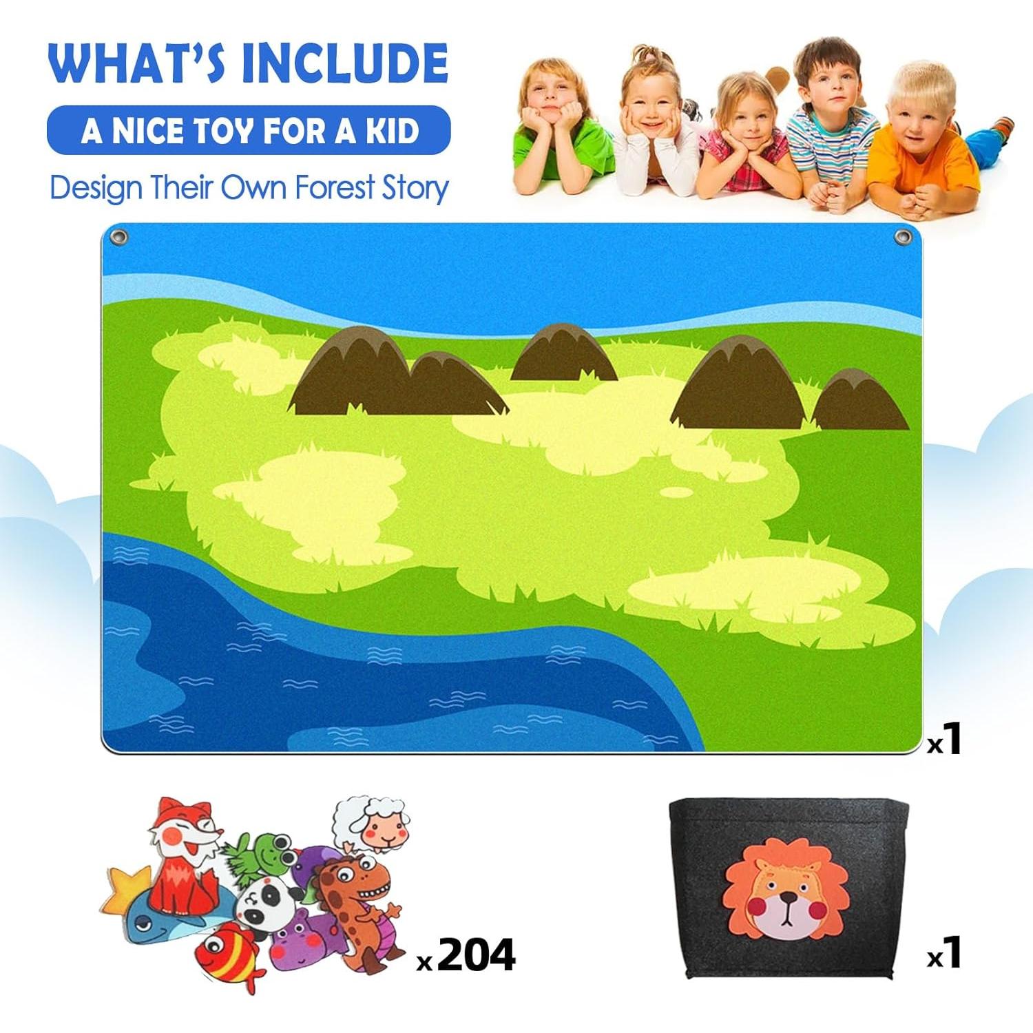 Juego de Tablero de Historias SKOLESK 204 Piezas Fieltro 101x71 cm