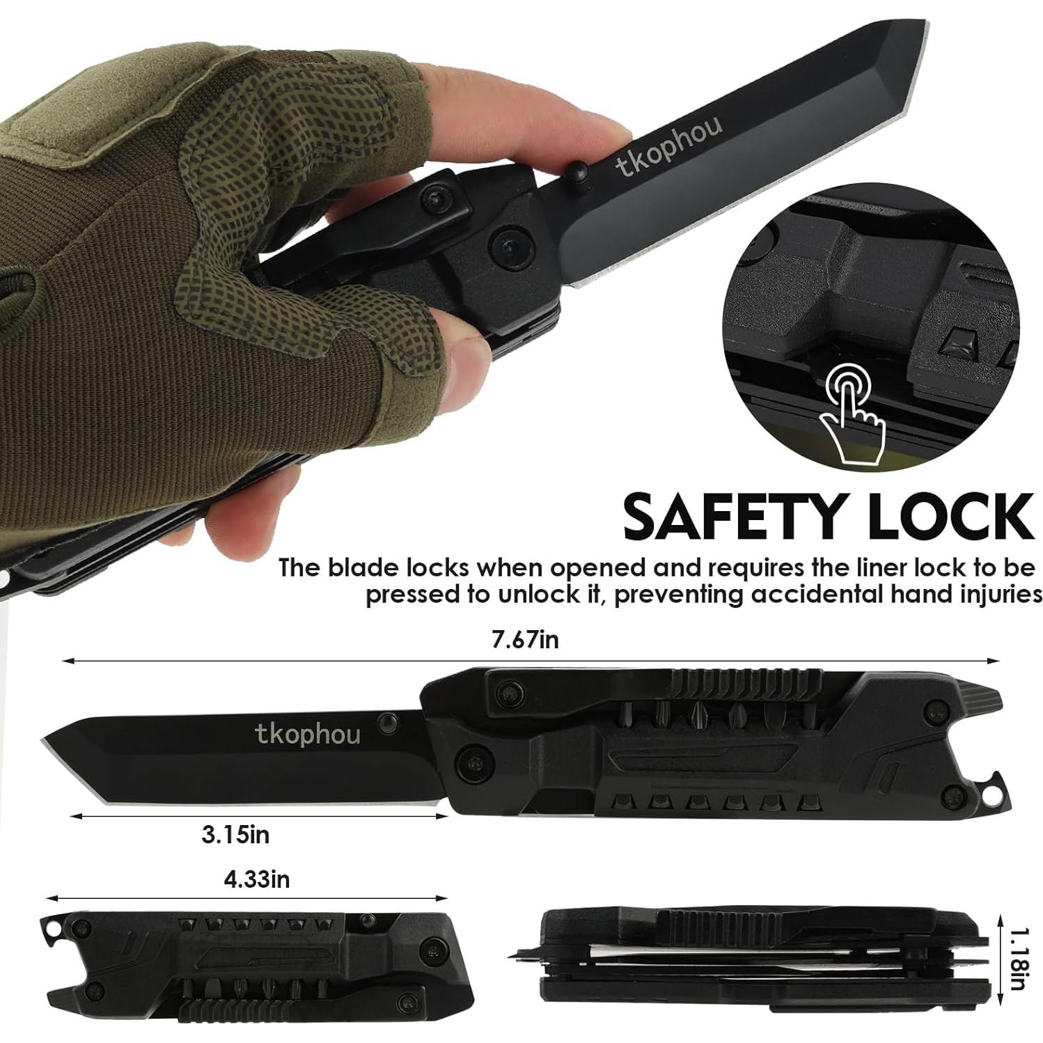 Cuchillo de bolsillo multi herramienta TKOPHOU 17 en 1 acero inoxidable