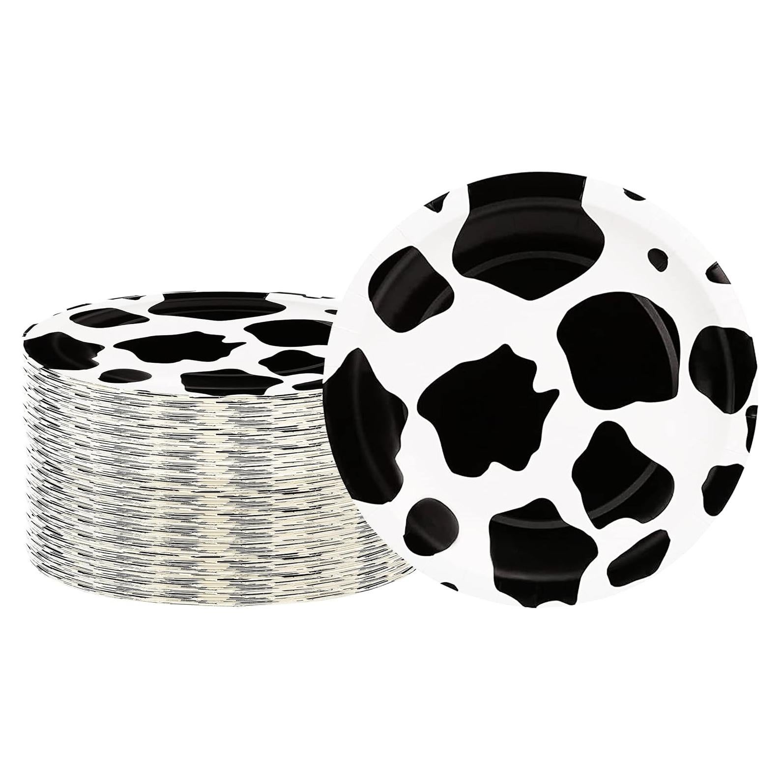 40 Platos de Papel Desechables HSPAIDYP Diseño de Vaca 17.78 cm