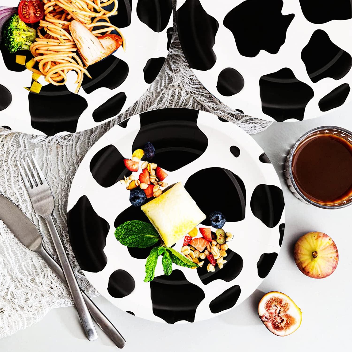 40 Platos de Papel Desechables HSPAIDYP Diseño de Vaca 17.78 cm