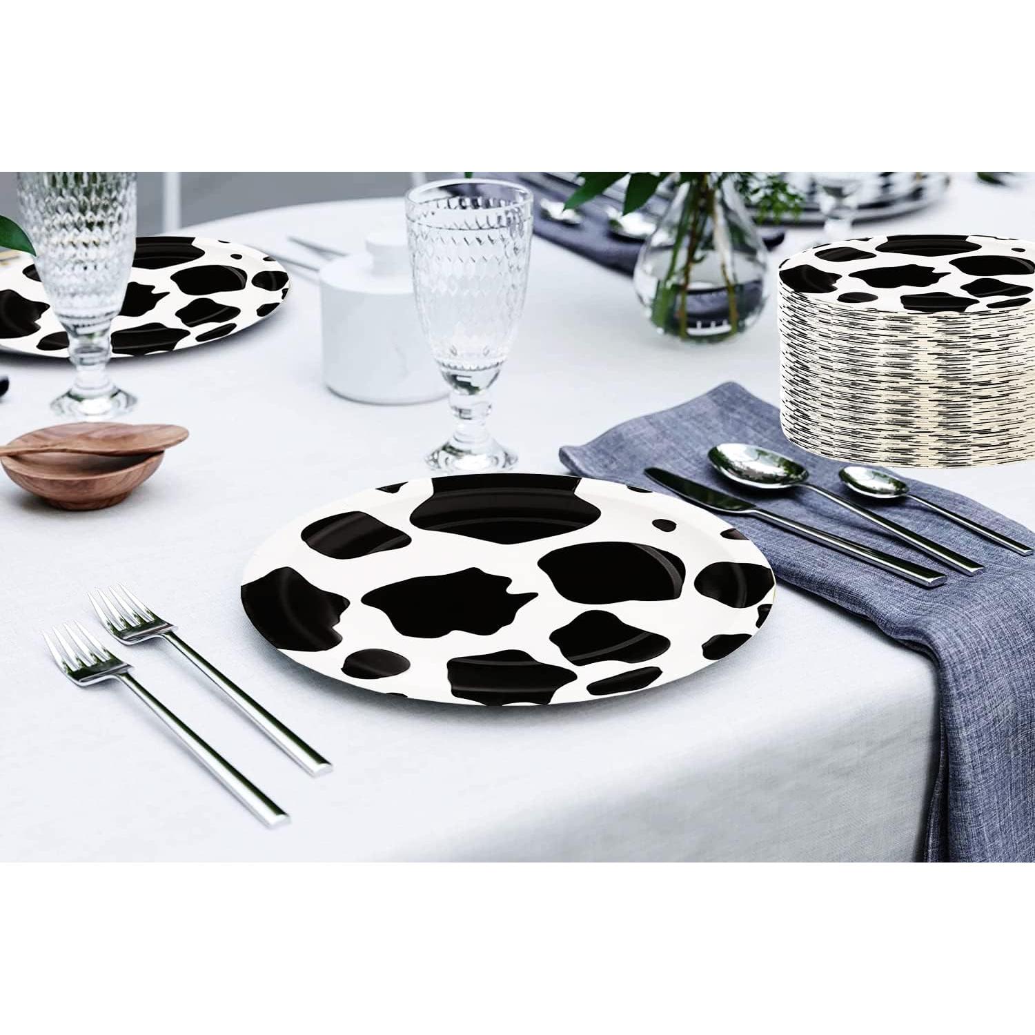 40 Platos de Papel Desechables HSPAIDYP Diseño de Vaca 17.78 cm
