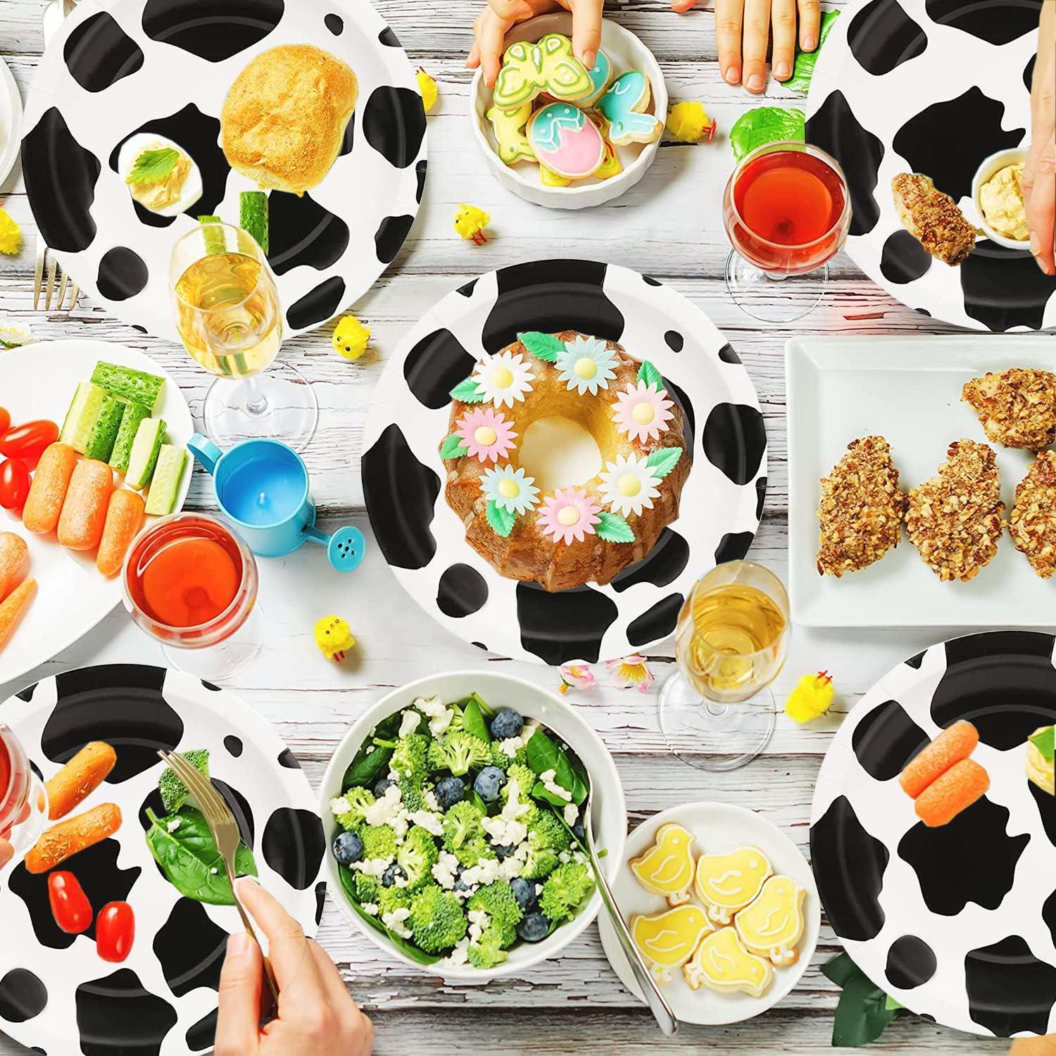 40 Platos de Papel Desechables HSPAIDYP Diseño de Vaca 17.78 cm