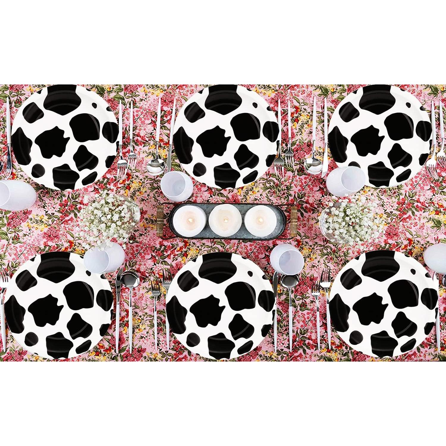 40 Platos de Papel Desechables HSPAIDYP Diseño de Vaca 17.78 cm