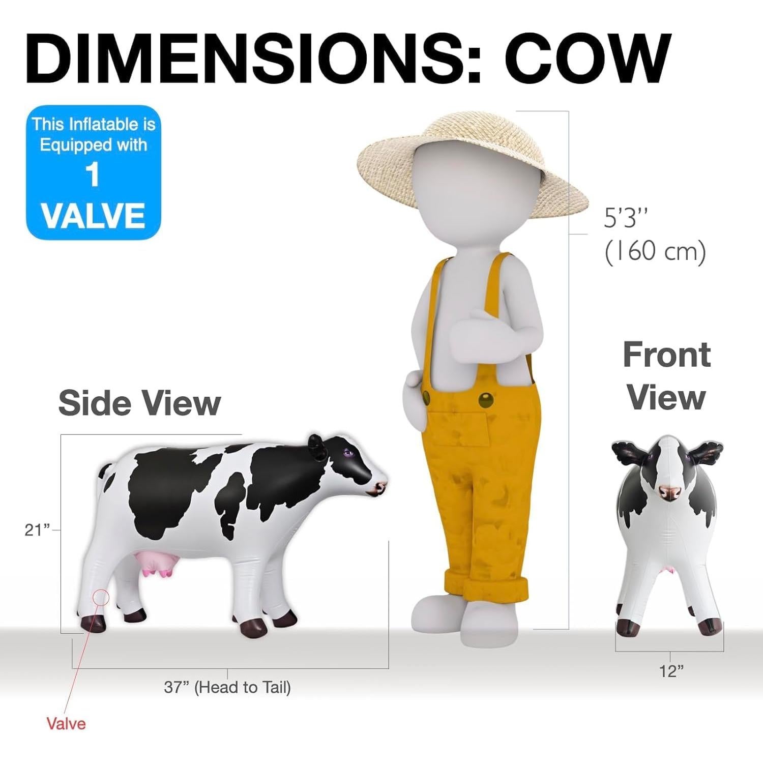 Vaca Inflable Jet Creations 94 cm PVC para Niños y Decoración