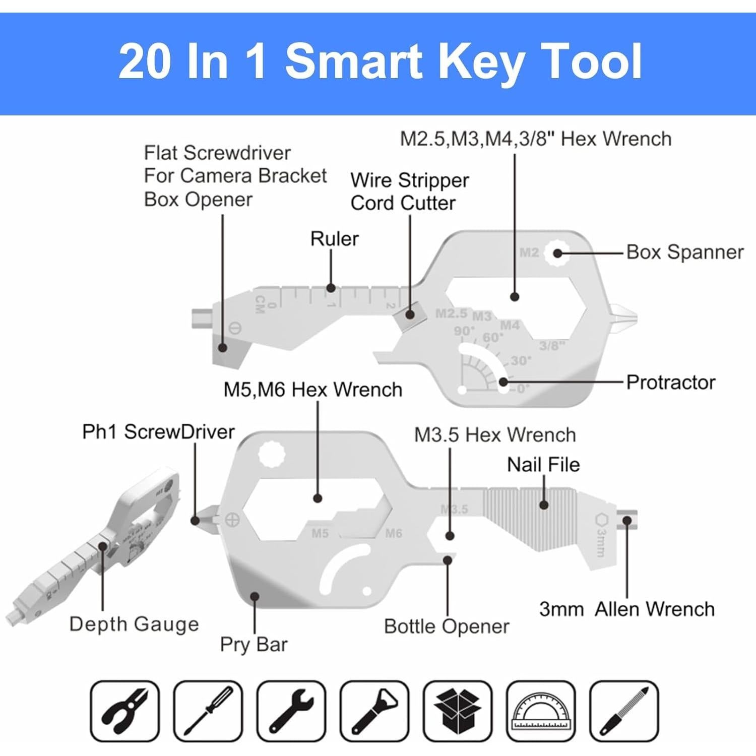 Multiherramienta 20 en 1 Groninog de Acero Inoxidable Plata