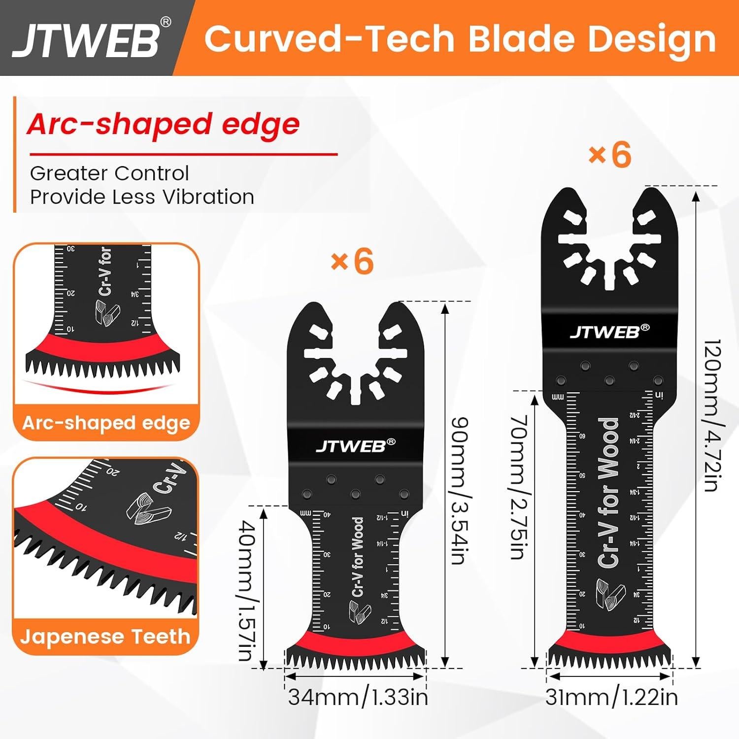 Hojas Multiherramienta Oscilante JTWEB 12PCS para Madera y Plástico