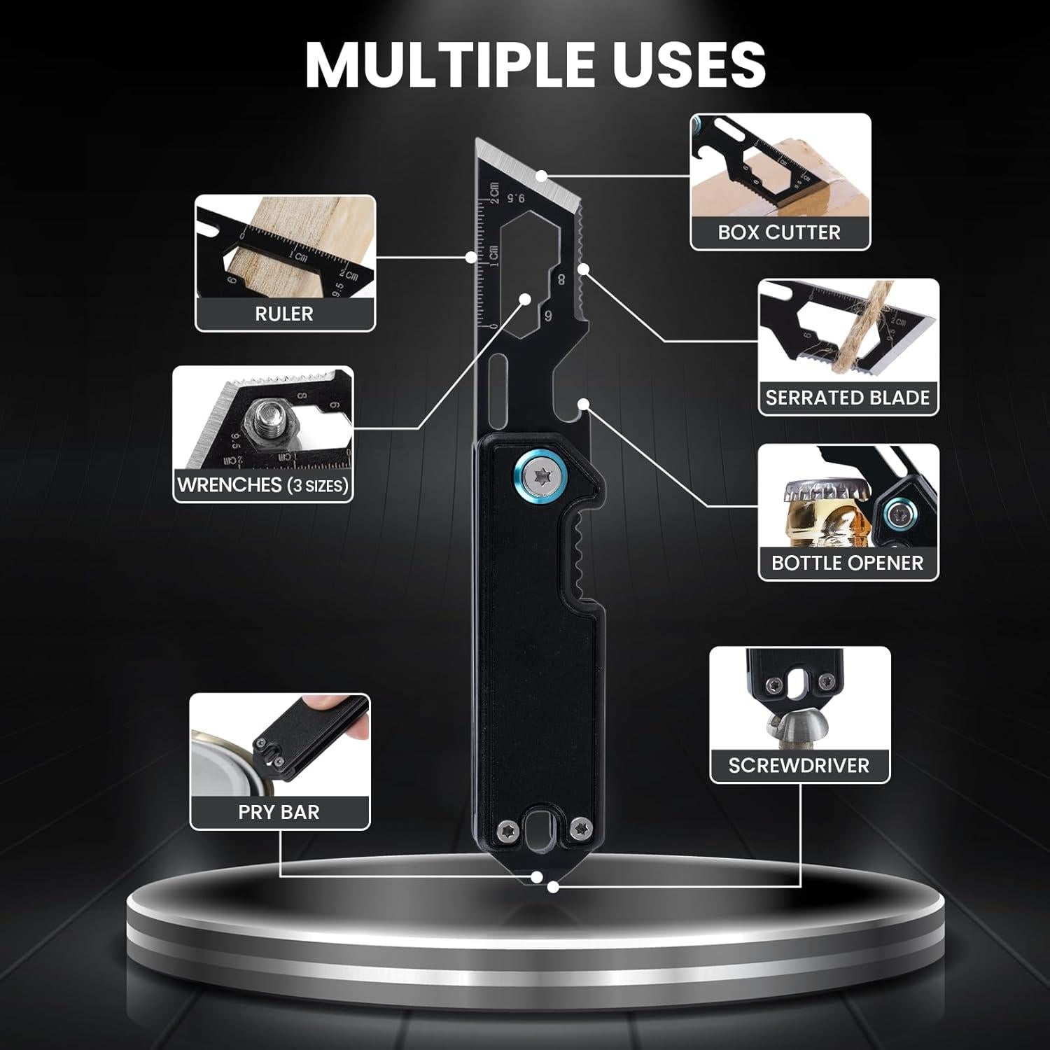 Cuchillo de bolsillo KAMBOLLY EDC 7 funciones con llavero