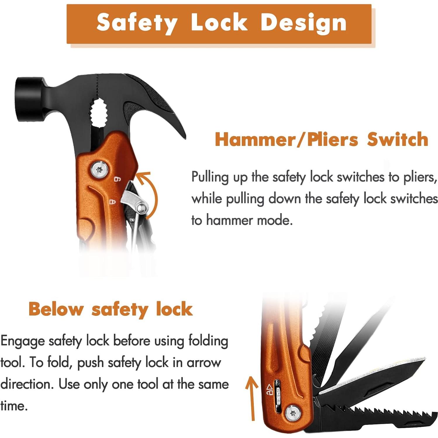 Martillo Multiherramienta 12 en 1 MeeGaier con Caja Regalo Naranja