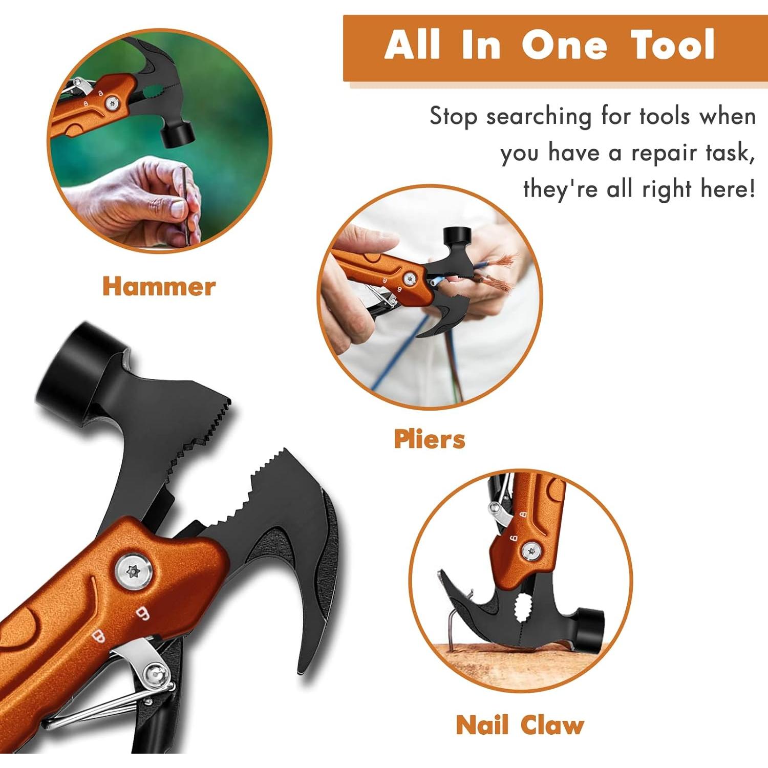 Martillo Multiherramienta 12 en 1 MeeGaier con Caja Regalo Naranja