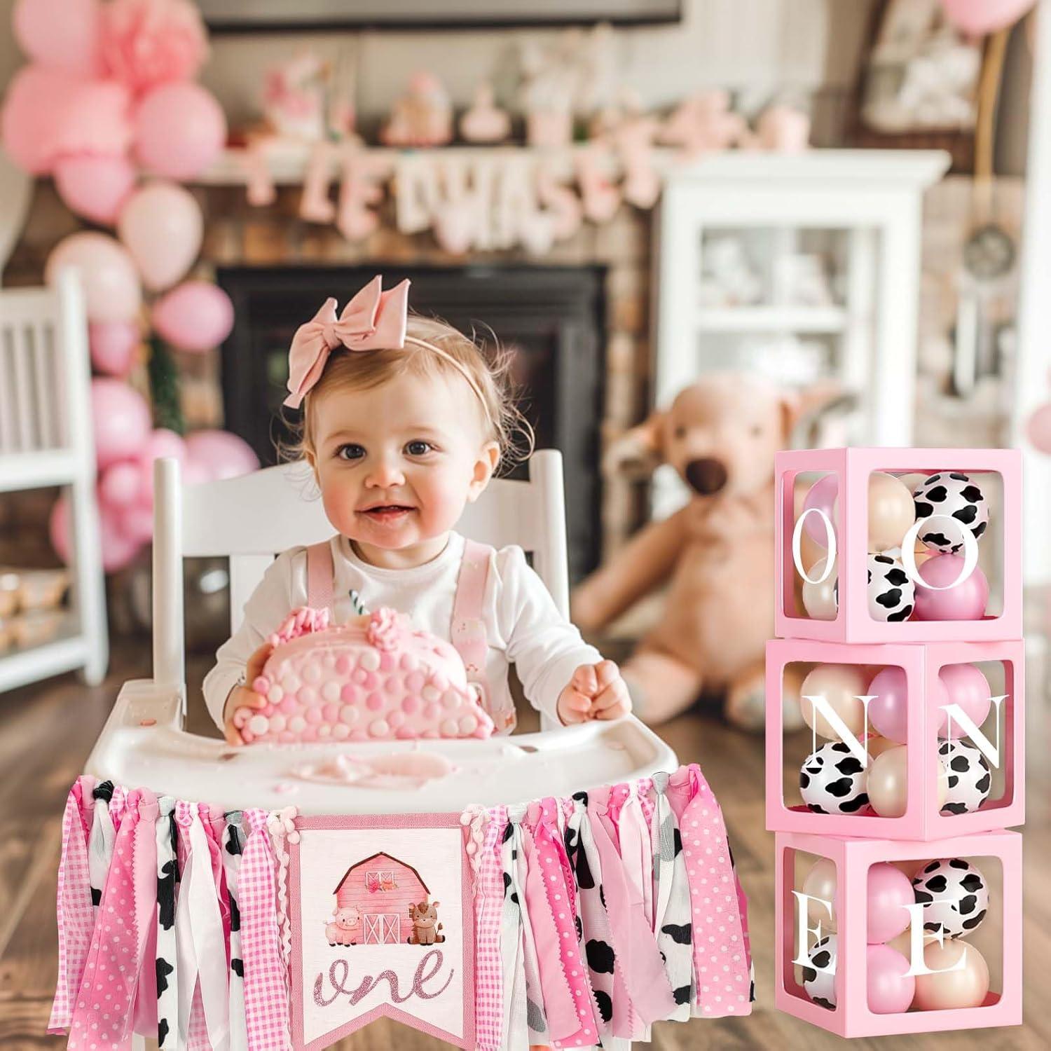 Decoraciones de Fiesta de Granja 1er Cumpleaños Niña 131 Pcs