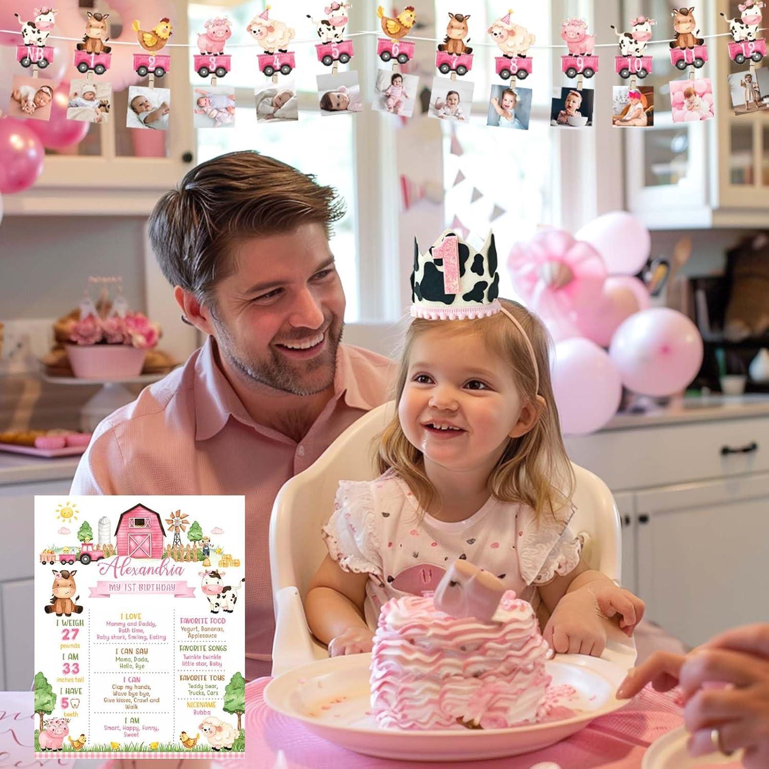 Decoraciones de Fiesta de Granja 1er Cumpleaños Niña 131 Pcs