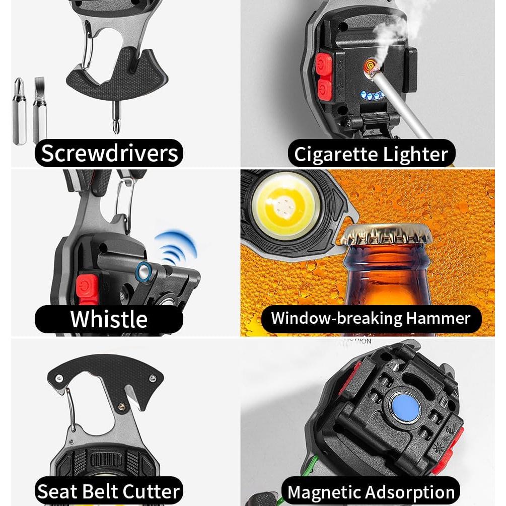 Linterna de Llavero COB BY-J W5147 Negra 7 Modos 500 Lúmenes