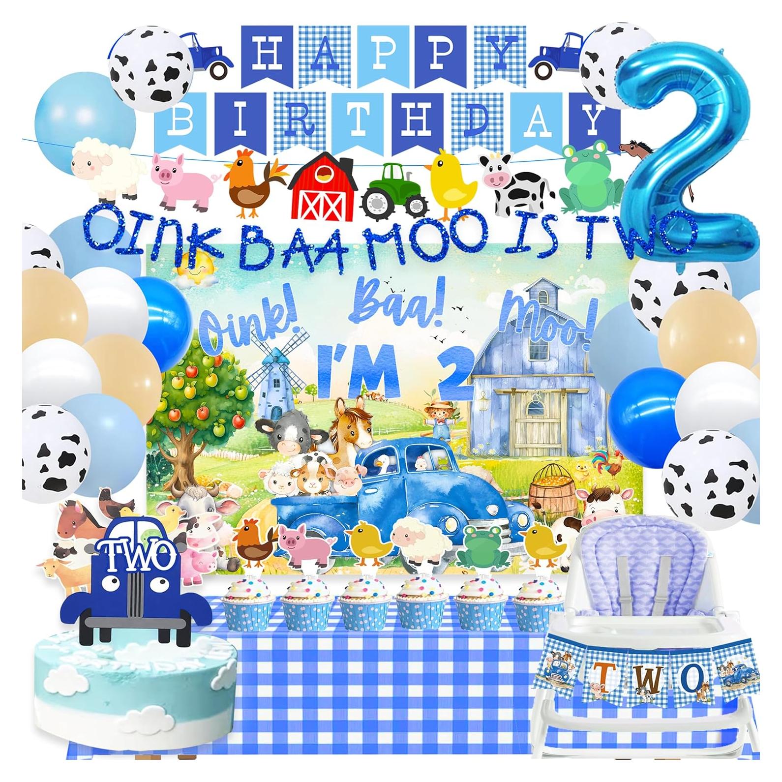 Decoración Fiesta Cumpleaños Animales Granja 2 Años