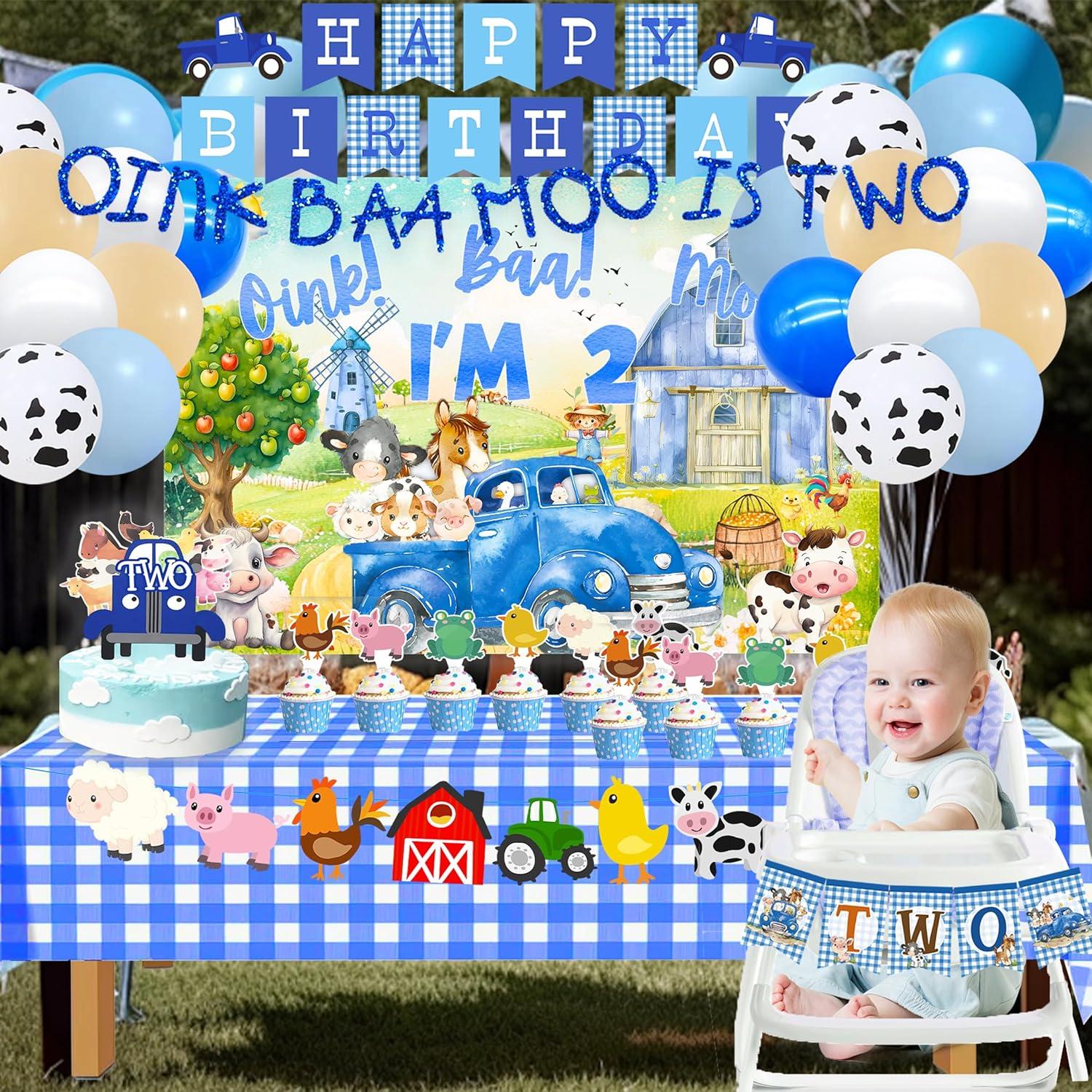 Decoración Fiesta Cumpleaños Animales Granja 2 Años